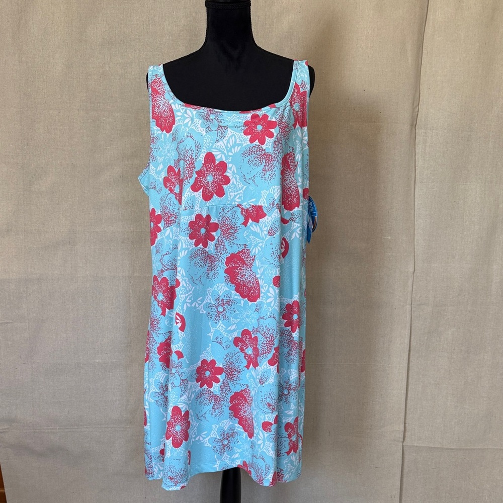 NWT Columbia PFG Freezer III Floral Cooling Dress NWT Plus Size 2X - Light Blue